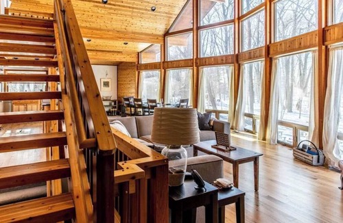 Harbert House | Inviting Timber Frame home near the beach with pool table, central AC, & W/D