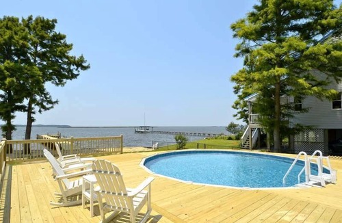 Colington House | Spacious sound front with private pool and hot tub in Kill Devil Hills!