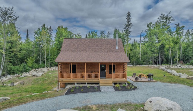 Rustic yet modern log home located on a private road with mountain views.